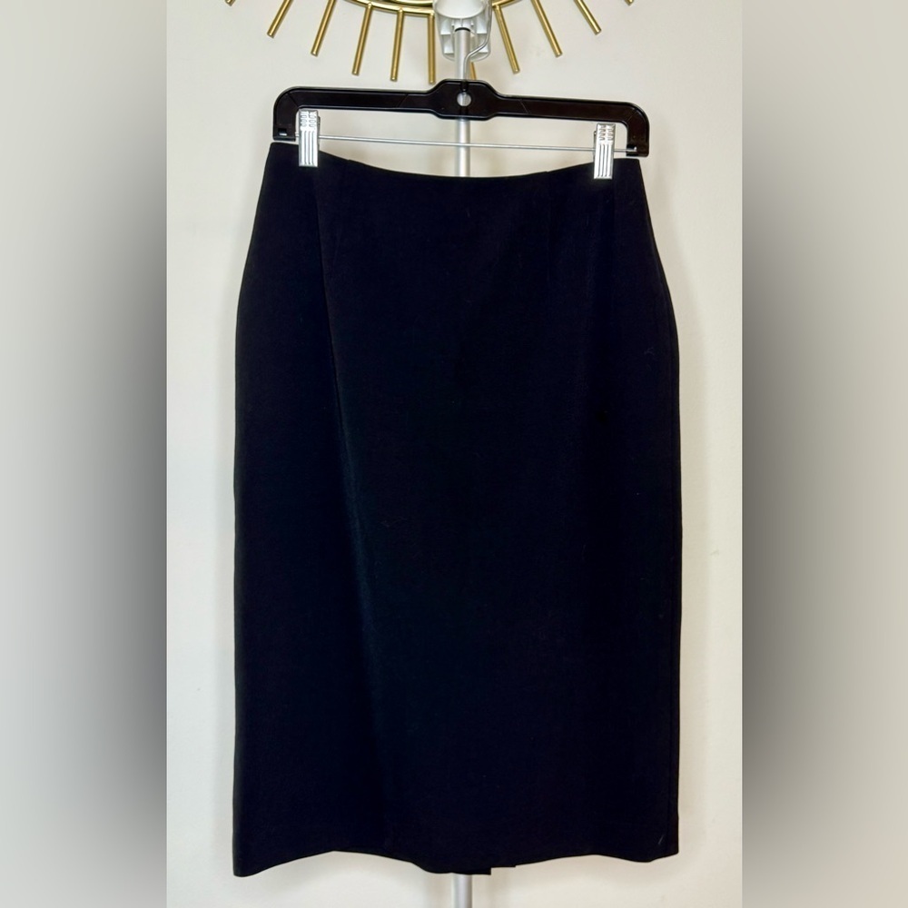 Lauren Ralph Lauren black preppy capsule knee length lined back zip skirt 6 EUC - Picture 2 of 9